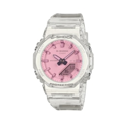 Ladies' Casio G-SHOCK Analog-Digital Clear Resin Watch (Model: GMAP2100SR-7A)