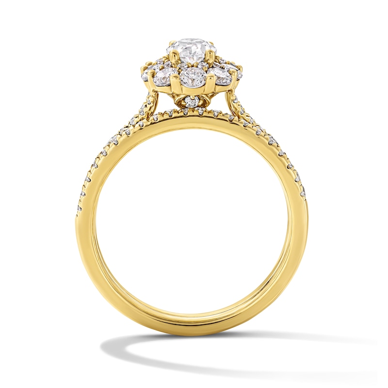 1.50 CT. T.W. Oval Canadian Certified Diamond Frame Bridal Set 14K Gold (I/I1)