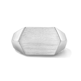 Satin Hexagon Signet Ring in Sterling Silver
