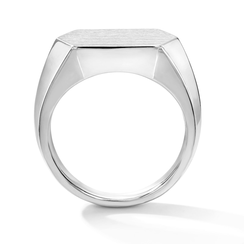 Satin Hexagon Signet Ring in Sterling Silver