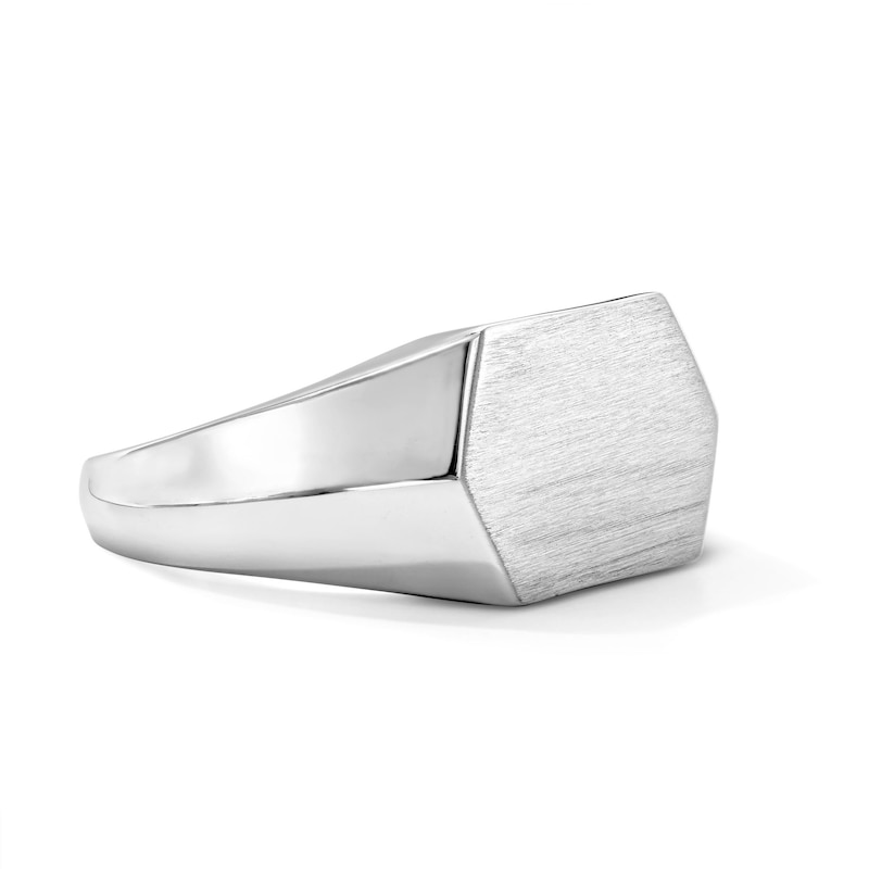Satin Hexagon Signet Ring in Sterling Silver