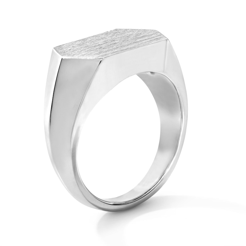 Satin Hexagon Signet Ring in Sterling Silver