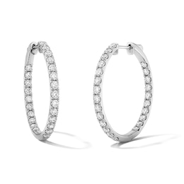 0.50 CT. T.W. Lab-Grown Diamond Inside-Out Hoop Earrings in 10K White Gold - 18.77mm