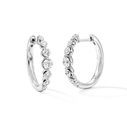 1.00 CT. T.W. Lab-Grown Diamond Graduated Hoop Earrings in Sterling Silver (F/VS2)