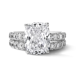 6.50 CT. T.W. Cushion-Cut Certified Lab-Grown Diamond Bridal Set in 14K White Gold