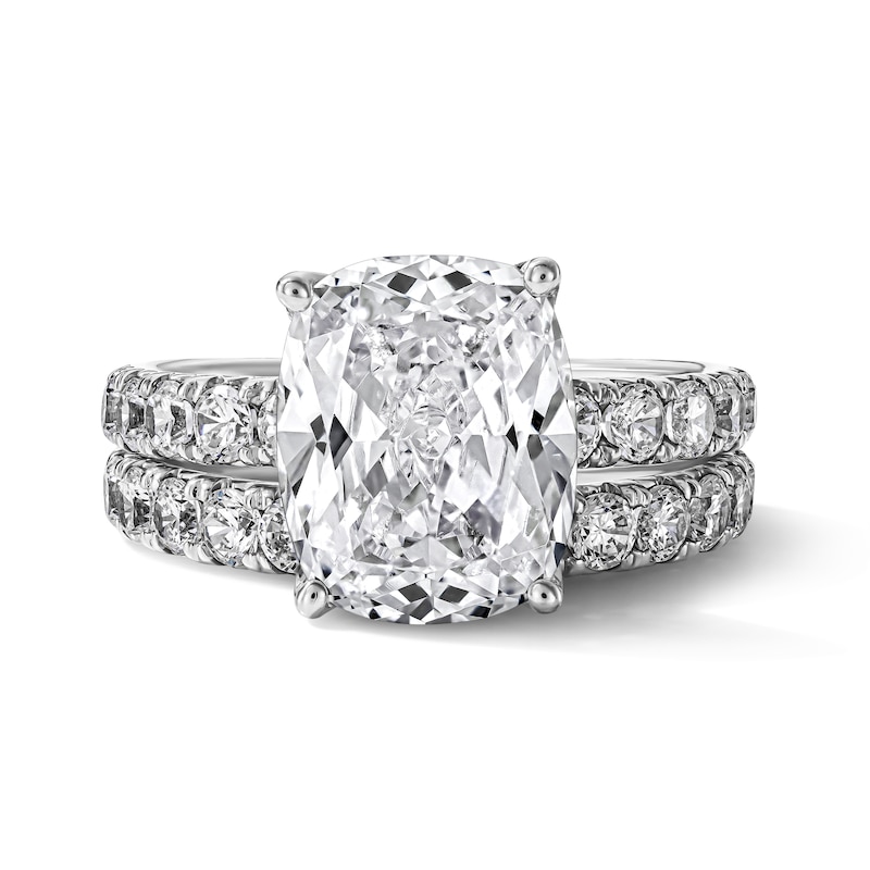 6.50 CT. T.W. Cushion-Cut Certified Lab-Grown Diamond Bridal Set 14K White Gold