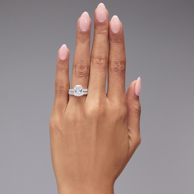 6.50 CT. T.W. Cushion-Cut Certified Lab-Grown Diamond Bridal Set 14K White Gold