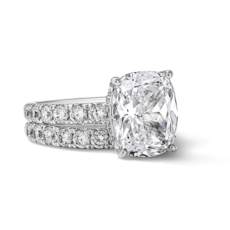 6.50 CT. T.W. Cushion-Cut Certified Lab-Grown Diamond Bridal Set 14K White Gold