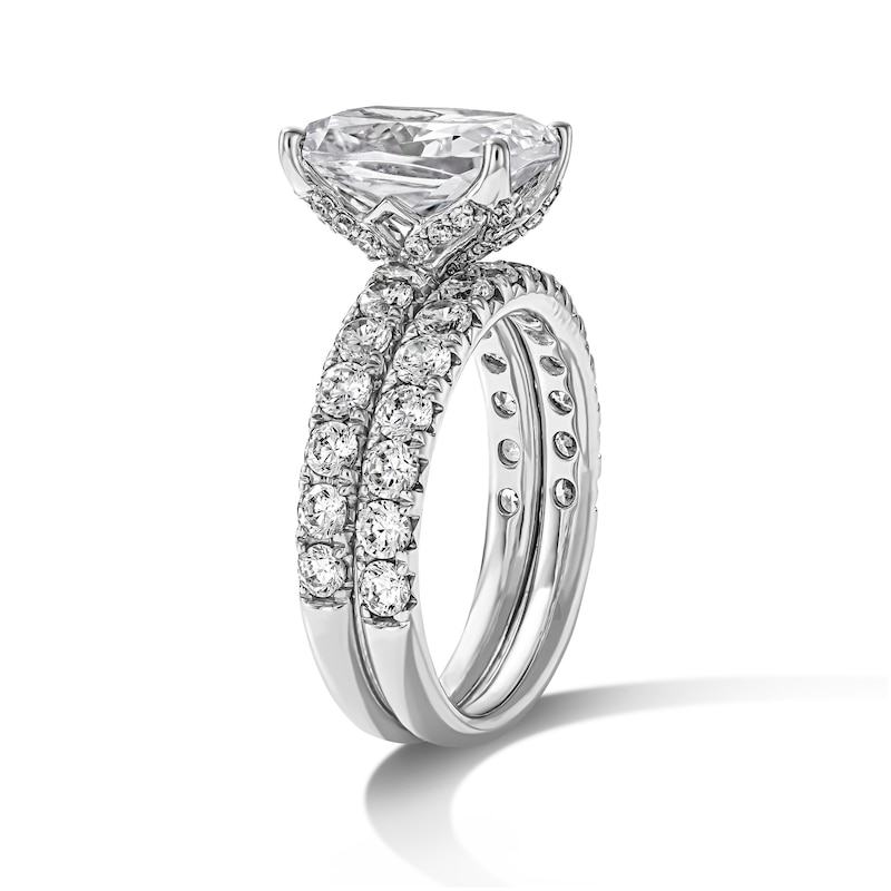 6.50 CT. T.W. Cushion-Cut Certified Lab-Grown Diamond Bridal Set 14K White Gold