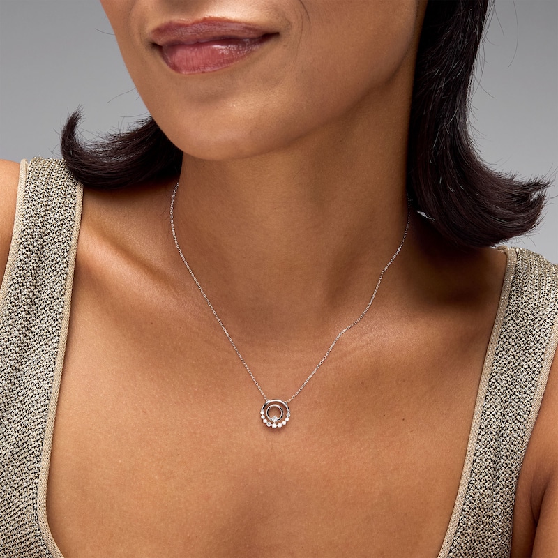 CT. T.W. Lab-Grown Diamond Double Circle Necklace in 10K Gold (F/SI2