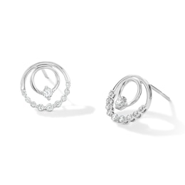 0.25 CT. T.W. Lab-Grown Diamond Double Circle Earrings in Sterling Silver (F/SI2)