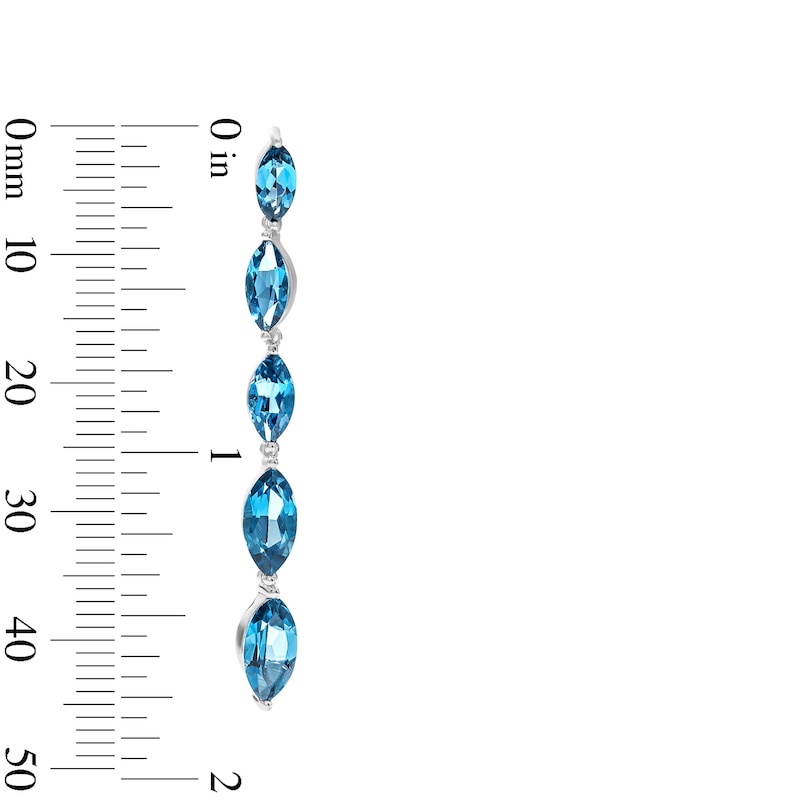 Marquise-Cut London Blue Topaz Graduated Drop Earrings in Sterling Silver