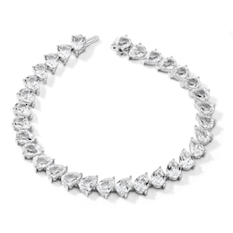 Pear-Shaped White Lab-Created Sapphire Tilted Line Bracelet in Sterling Silver - 7.5"