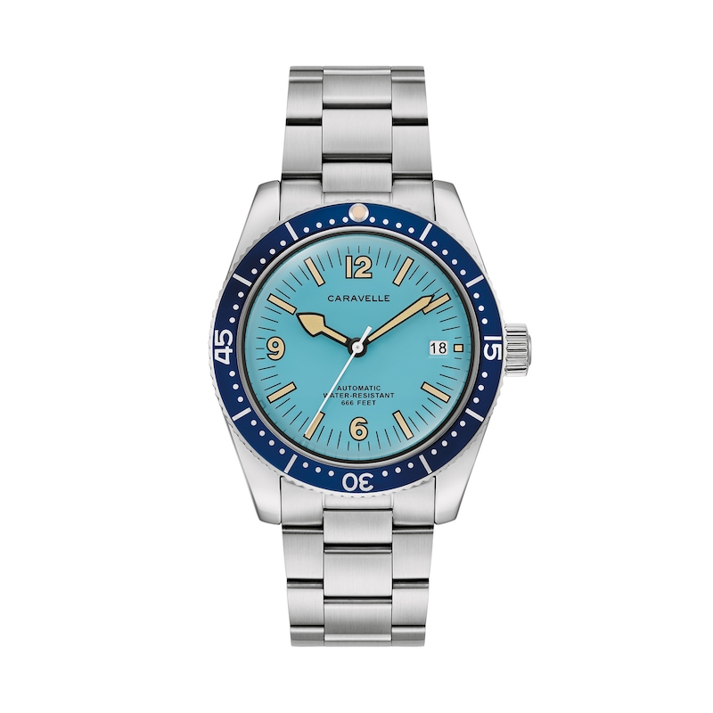 Men's Caravelle by Bulova Sea Hunter Stainless Steel Watch with Blue Dial (Model: 43B178)