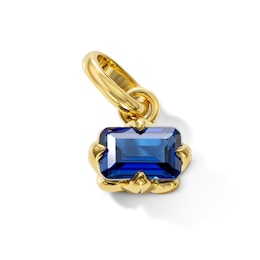 Emerald-Cut Blue Lab-Created Sapphire East-West Charm in Sterling Silver with 18K Gold Plate
