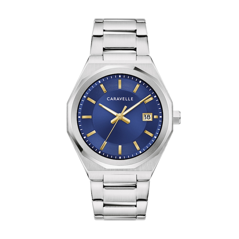 Men's Caravelle by Bulova Dress Quartz Stainless Steel Watch with Blue Dial (Model: 43B181)