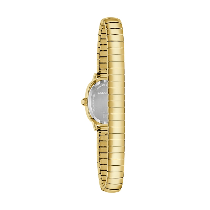 Ladies' Caravelle by Bulova Dress Quartz Gold-Tone Stainless Steel Watch with Mother-of-Pearl Dial (44L274)