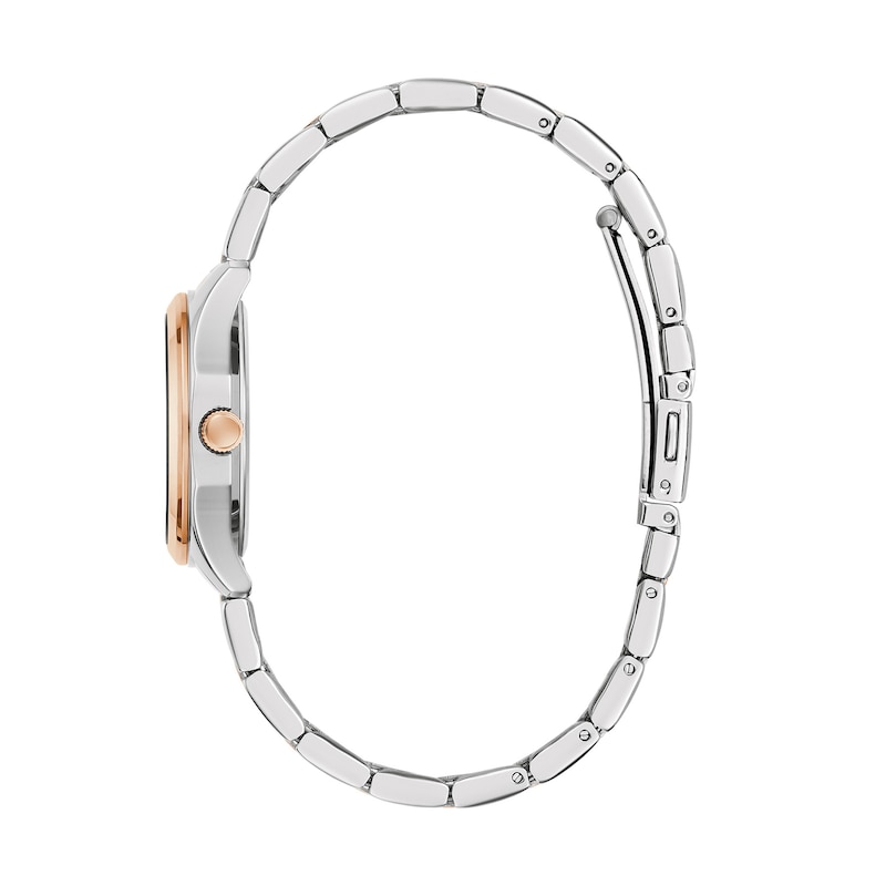 Ladies' Caravelle by Bulova Land Sport Quartz Two-Tone Stainless Steel Watch with Brown Dial (45M123)