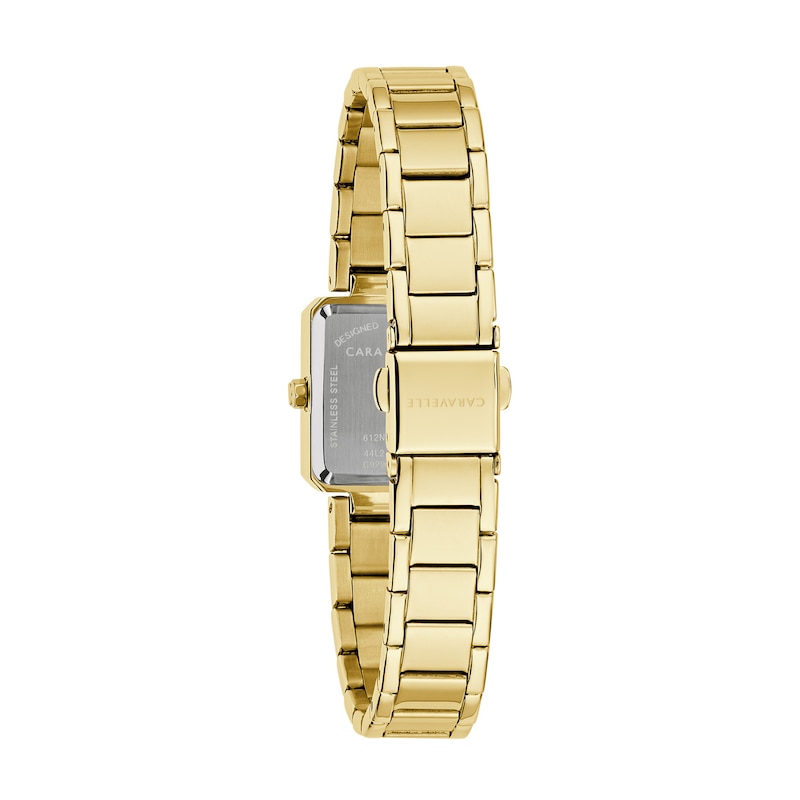 Ladies' Caravelle by Bulova Modern Quartz Gold-Tone Stainless Steel Watch with Black Dial (44L276)