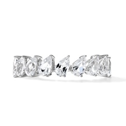Pear-Shaped White Lab-Created Sapphire Ring in Sterling Silver