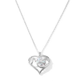 Lab-Created Opal Butterfly "Mom" Necklace in Sterling Silver - 18"