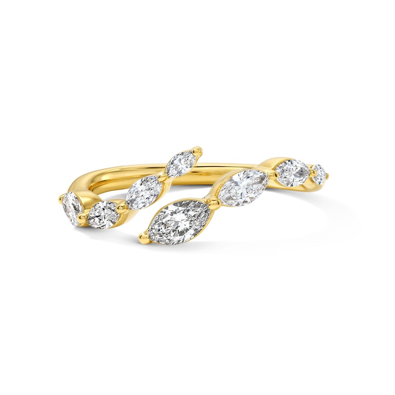 0.50 CT. T.W. Marquise-Cut Lab-Grown Diamond Graduated Wrap Ring Sterling Silver with 10K Yellow Gold Plate (F/VS2)