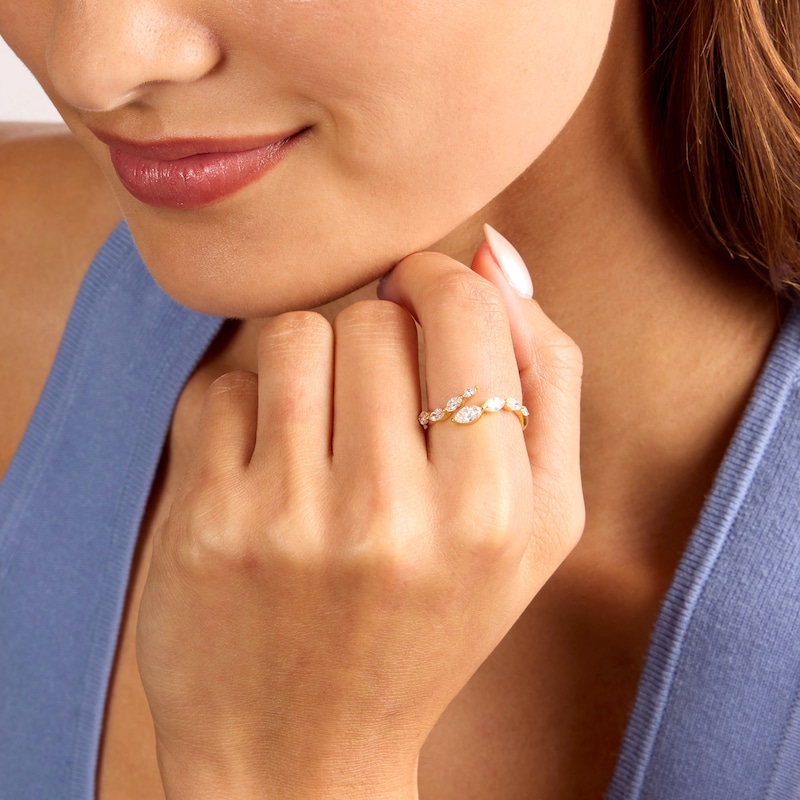 Shooting Star 0.50 CT. T.W. Marquise-Cut Lab-Grown Diamond Graduated Wrap Ring Sterling Silver with 10K Yellow Gold Plate (F/VS2)