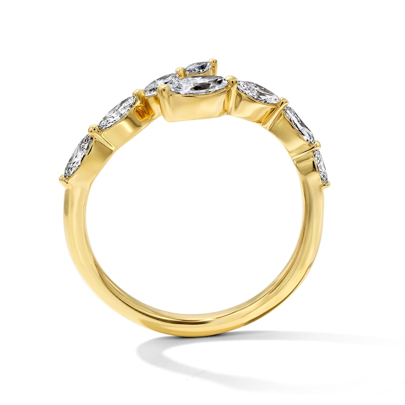 0.50 CT. T.W. Marquise-Cut Lab-Grown Diamond Graduated Wrap Ring Sterling Silver with 10K Yellow Gold Plate (F/VS2)