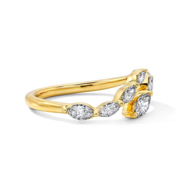 0.50 CT. T.W. Marquise-Cut Lab-Grown Diamond Graduated Wrap Ring Sterling Silver with 10K Yellow Gold Plate (F/VS2)
