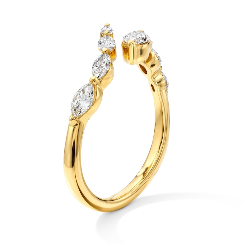 0.50 CT. T.W. Marquise-Cut Lab-Grown Diamond Graduated Wrap Ring Sterling Silver with 10K Yellow Gold Plate (F/VS2)