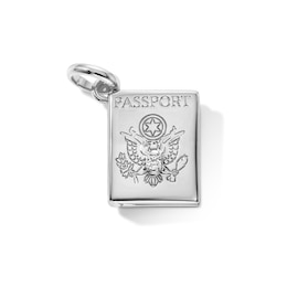 Princess-Cut Lab-Grown Diamond Accent Passport Locket Charm in Sterling Silver (F/VS2)