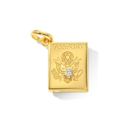 Princess-Cut Lab-Grown Diamond Accent Passport Locket Charm in Sterling Silver with 18K Gold Plate (F/VS2)
