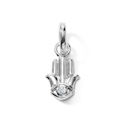 Lab-Grown Diamond Accent Hamsa Charm in Sterling Silver (F/VS2)