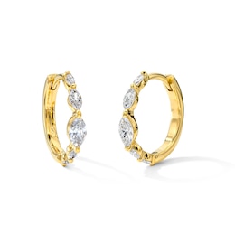 0.50 CT. T.W. Marquise-Cut Lab-Grown Diamond Graduated Hoop Earrings in Sterling Silver with 10K Yellow Gold Plate (F/VS2)