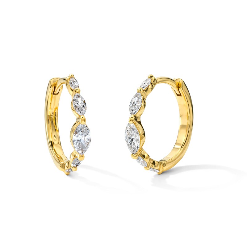 0.50 CT. T.W. Marquise-Cut Lab-Grown Diamond Graduated Hoop Earrings in Sterling Silver with 10K Yellow Gold Plate (F/VS2)