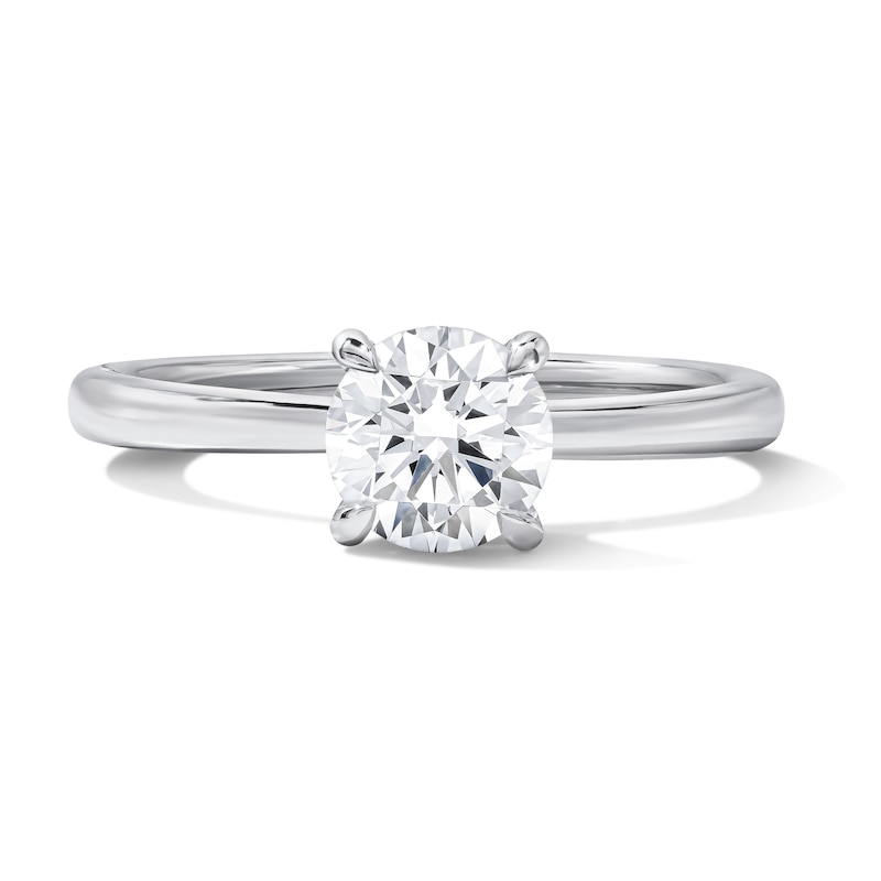 1.06 CT. T.W. Round Certified Center Diamond Solitaire Engagement Ring 18K White Gold (F/SI2)