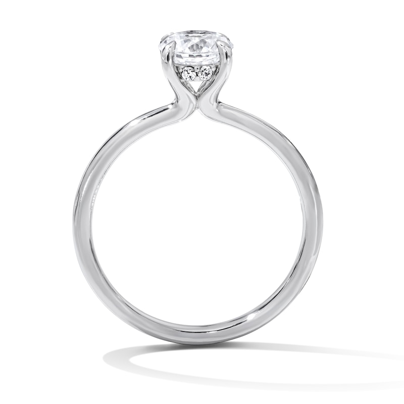 1.06 CT. T.W. Round Certified Center Diamond Solitaire Engagement Ring 18K White Gold (F/SI2)