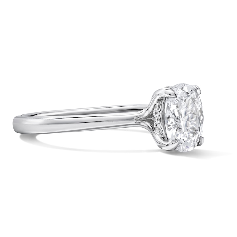1.06 CT. T.W. Round Certified Center Diamond Solitaire Engagement Ring 18K White Gold (F/SI2)