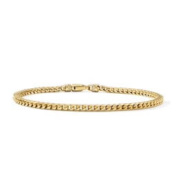 Impero by Luca Rigon Men's 0.11 CT. T.W. Brown Diamond Franco Chain Bracelet in 23K Gold-Plated Solid Electrum - 8.25"