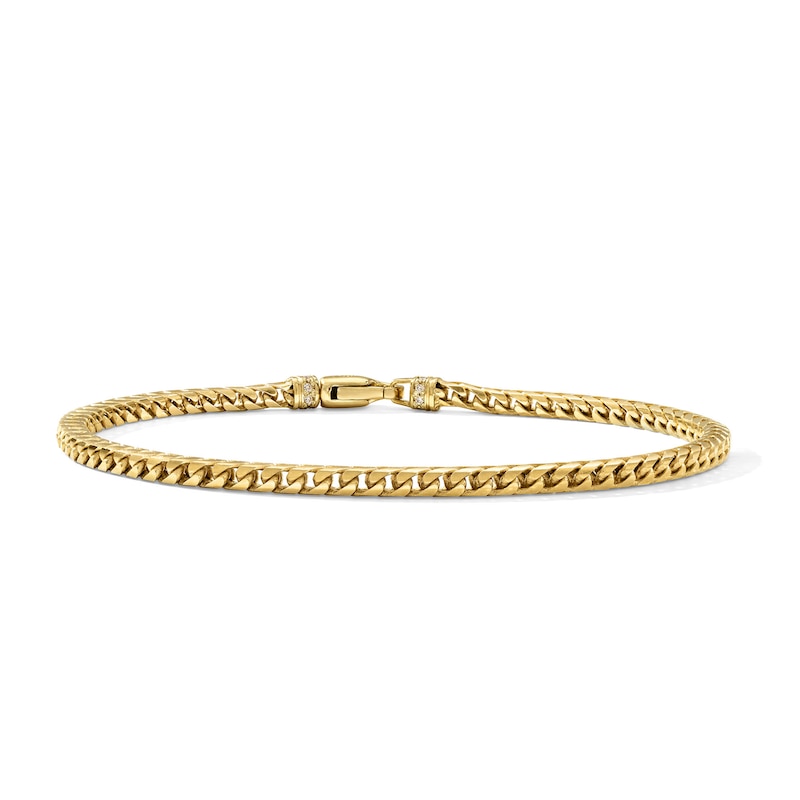 Impero by Luca Rigon Men's 0.11 CT. T.W. Brown Diamond Franco Chain Bracelet in 23K Gold-Plated Solid Modern Electrum