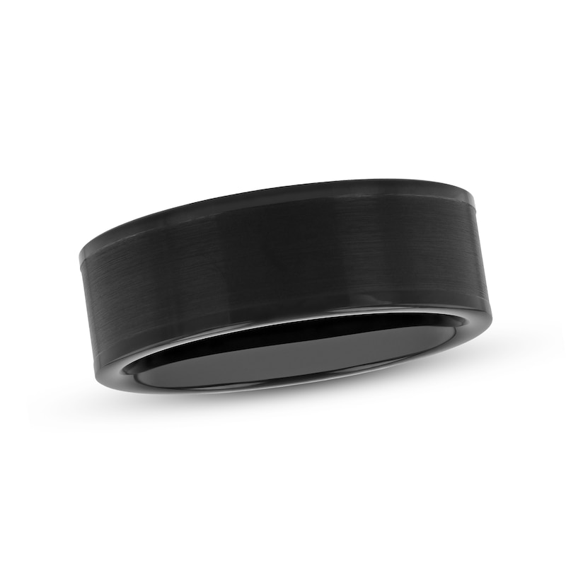 8.0mm Brushed Wedding Band Tungsten with Black Ion Plate