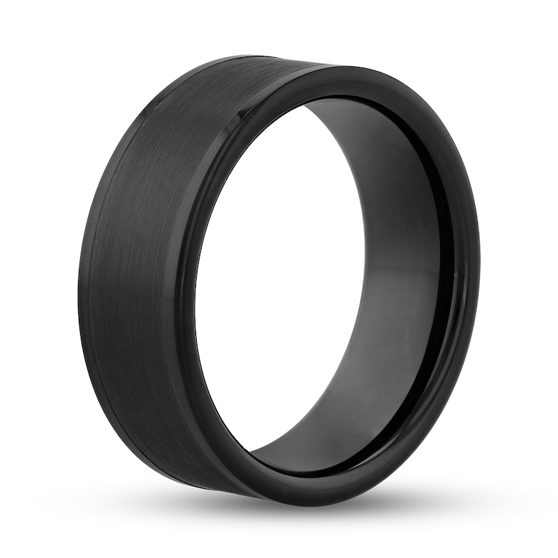 8.0mm Brushed Wedding Band Tungsten with Black Ion Plate