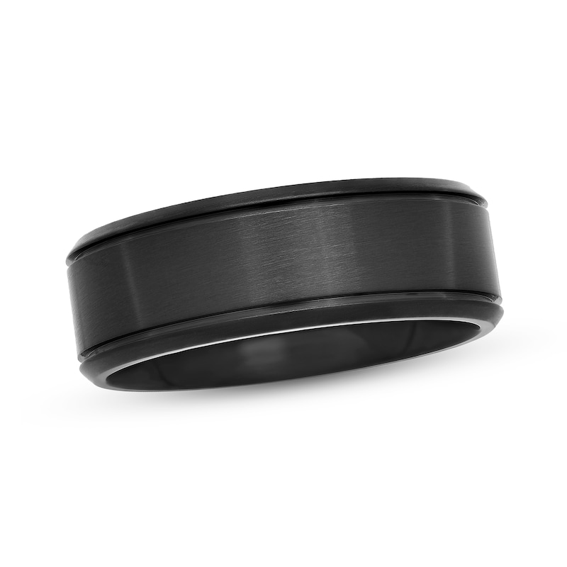 8.0mm Satin-Finish Wedding Band Stainless Steel with Black Ion Plating