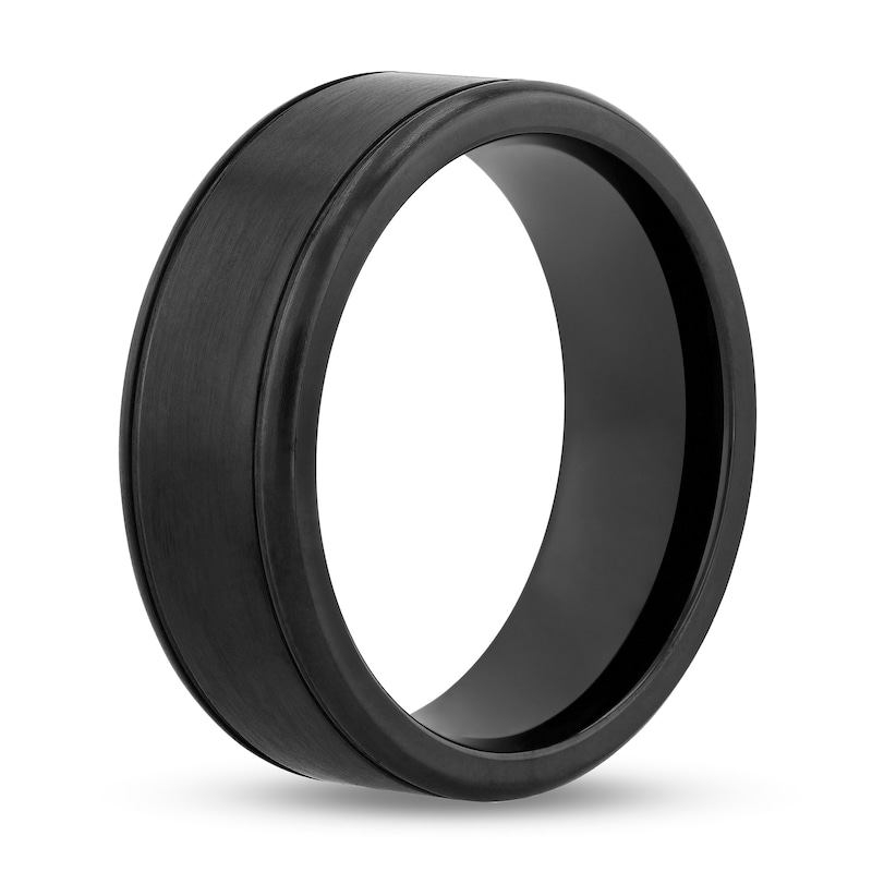 8.0mm Satin-Finish Wedding Band Stainless Steel with Black Ion Plating