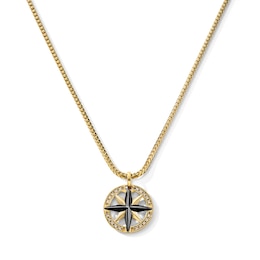 Impero by Luca Rigon Men's 0.35 CT. T.W. Brown Diamond Compass Rose Necklace in 23K Gold-Plated Electrum - 22"