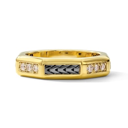 Impero by Luca Rigon Men's 0.29 CT. T.W. Brown Diamond Ring in 23K Gold-Plated Electrum