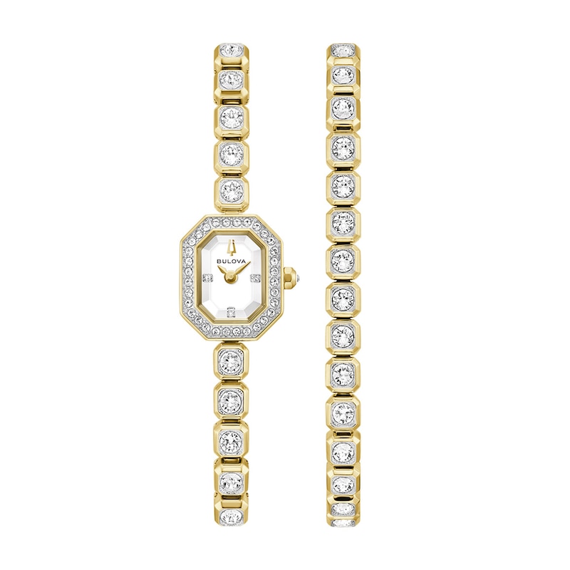 Ladies' Bulova Crystal Quartz Stainless Steel Watch and Tennis Bracelet Set (98X145)