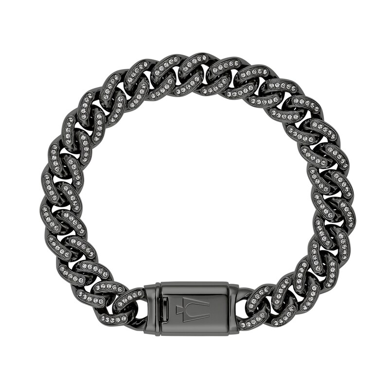 Men's Bulova Crystal Quartz Black IP Stainless Steel Watch and Bracelet Set (98K119)