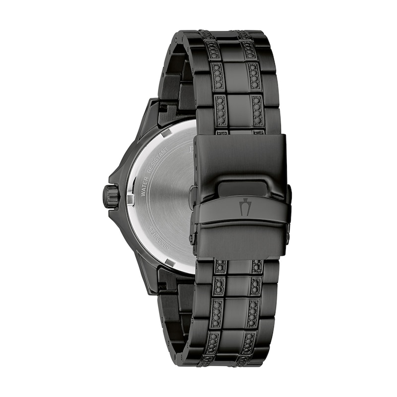 Men's Bulova Crystal Quartz Black IP Stainless Steel Watch and Bracelet Set (98K119)