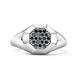 Impero by Luca Rigon Men's 0.31 CT. T.W. Black Multi-Diamond Signet Ring in Electrum